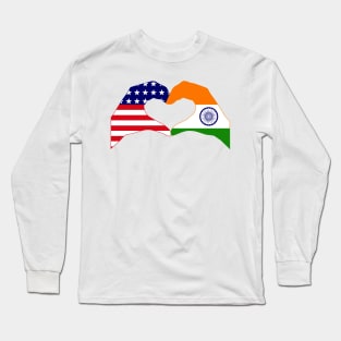 We Heart USA & India Patriot Flag Series Long Sleeve T-Shirt